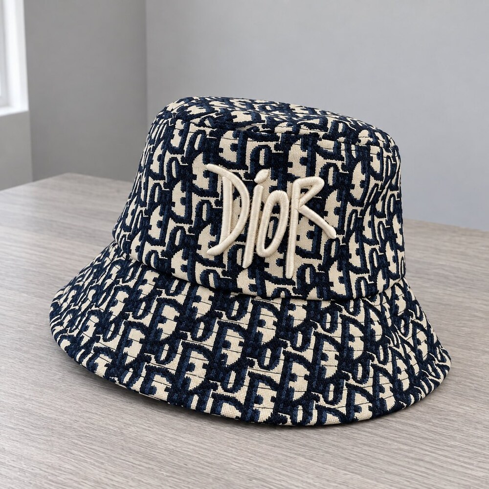 Dior Navy Jacquard Bucket Hat - Picture 4 of 6
